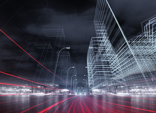 Urban highway traffic at night