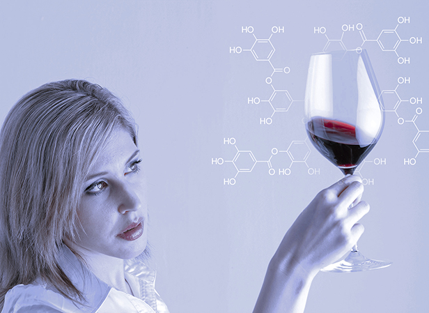 woman with red wine